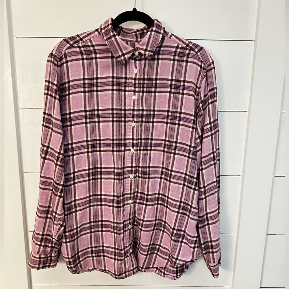 GAP L 100% Cotton woman long sleeve stripe button casual top gorpcore casual